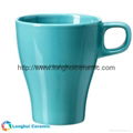 Elegant solid glaze ceramic coffee mug with small handle 4