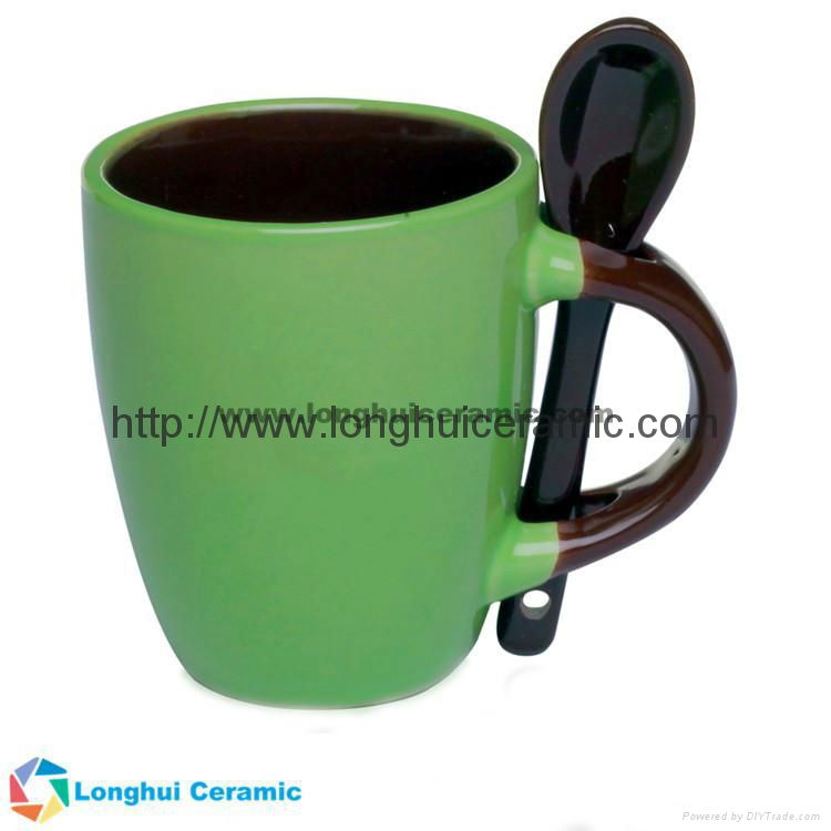 3oz Personalized color glaze promotional ceramic espresso mug with spoon 2