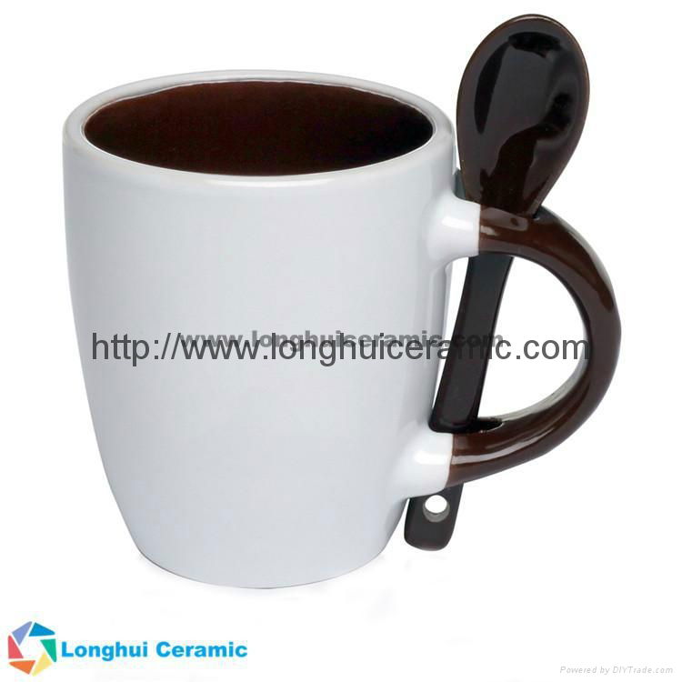 3oz Personalized color glaze promotional ceramic espresso mug with spoon 3