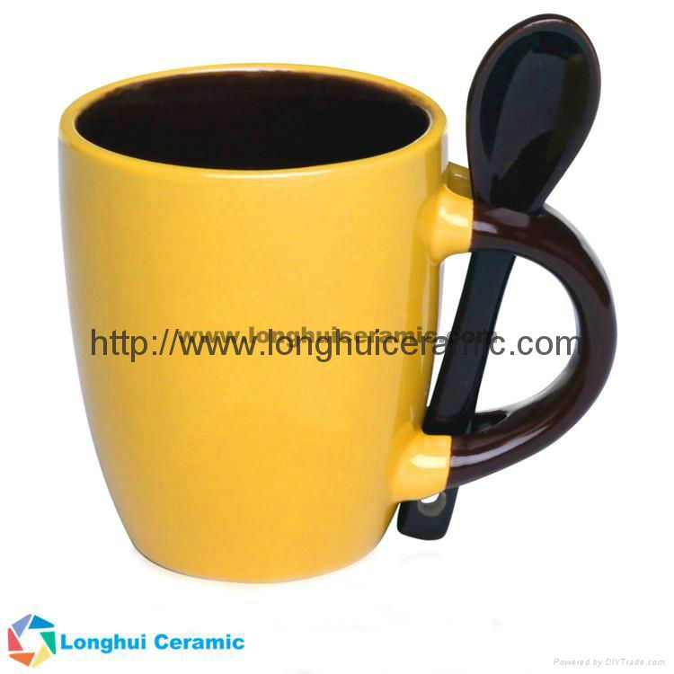 3oz Personalized color glaze promotional ceramic espresso mug with spoon 4