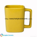 11oz Personalized color glaze square ceramic coffee mug with square handle