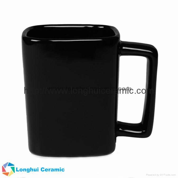 11oz Personalized color glaze square ceramic coffee mug with square handle LH1601222 Liling