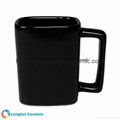 11oz Personalized color glaze square ceramic coffee mug with square handle 2