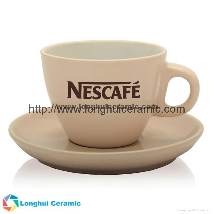 Personalized small two tone cappuccino ceramic coffee cup&saucer