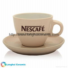 Personalized small two tone cappuccino ceramic coffee cup&saucer