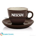 Personalized small two tone cappuccino ceramic coffee cup&saucer 2