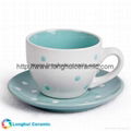 Pure colorful glazed coffee cup&saucer