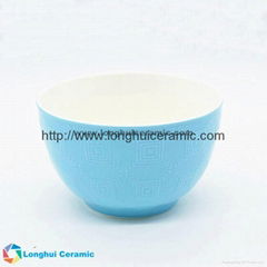 Customized hot sale color embossed ceramic bowl