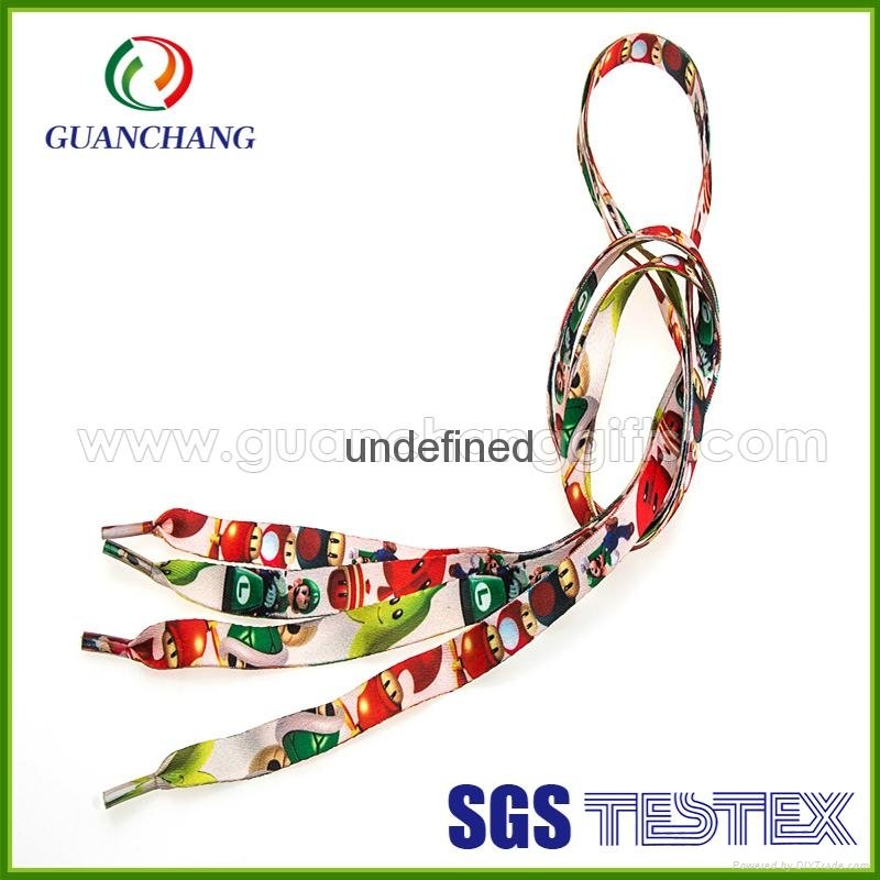 factory heat transfer colorful flat patterns shoelaces with plastic clips  2