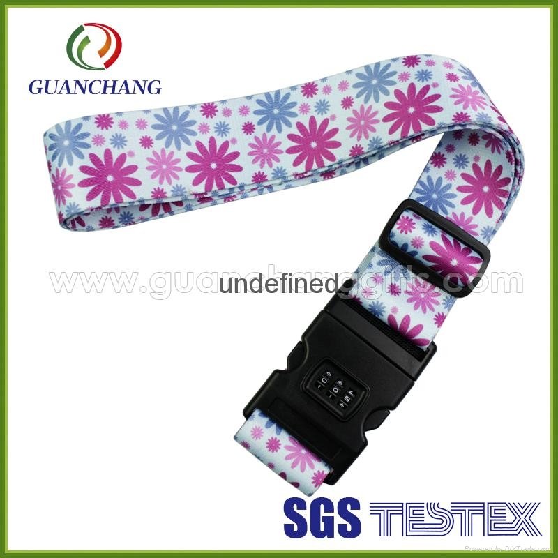 Custom promotion polyester material printed digital lock suitcase l   age strap 4