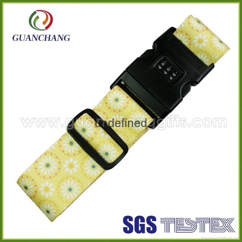 Custom promotion polyester material printed digital lock suitcase l   age strap 2