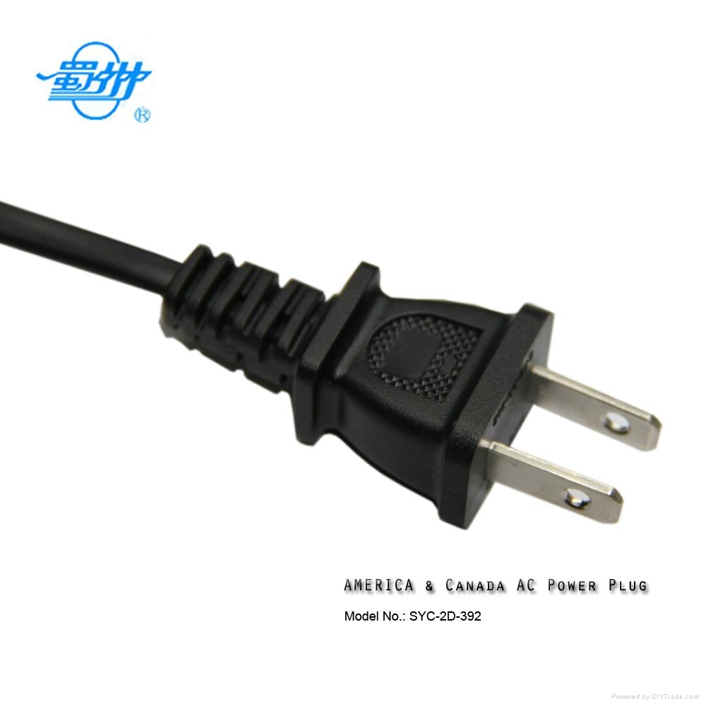 US standard 2 pin flat AC power plug SYC2D392 Shuzhou (China