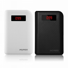 External Portable 10000mAh Carbon Power Bank with LED Display