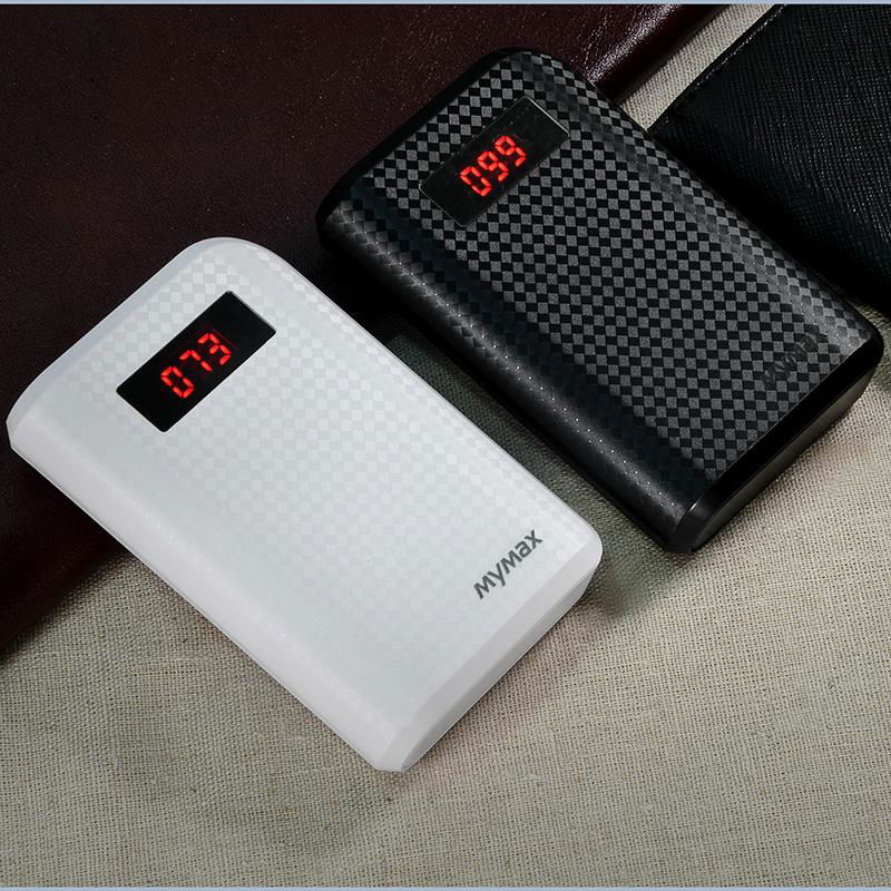 External Portable 10000mAh Carbon Power Bank with LED Display 2