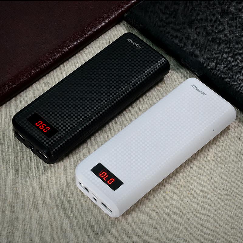 External Portable 20000mAh Carbon Power Bank with LED Display 5