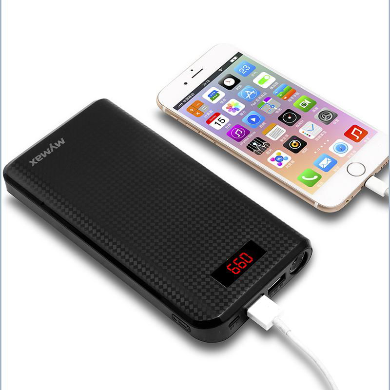 Imymax External Portable 30000mAh 2 USB Interface Carbon Power Bank with LED