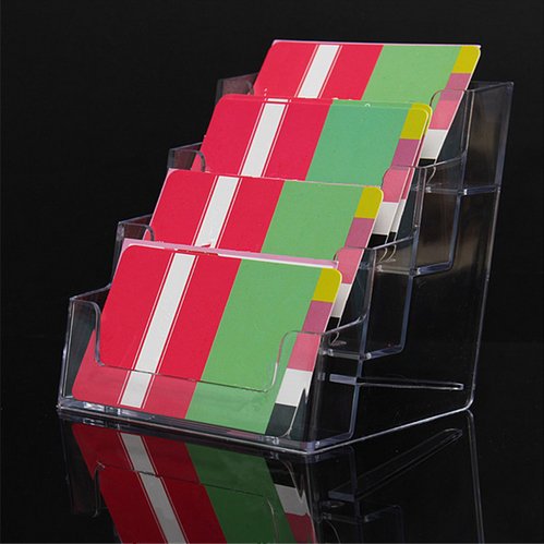 4 tiers clear brochure holder acrylic business card holder