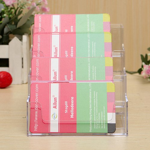 4 tiers clear brochure holder acrylic business card holder 4
