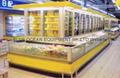 Shopping mall dual temperature freezer fridge showcase glass display cabinet