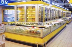 Shopping mall dual temperature freezer fridge showcase glass display cabinet