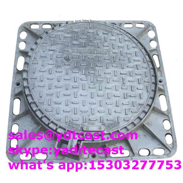 850*850*90mm ductile iron manhole cover en124 with frame d400 2