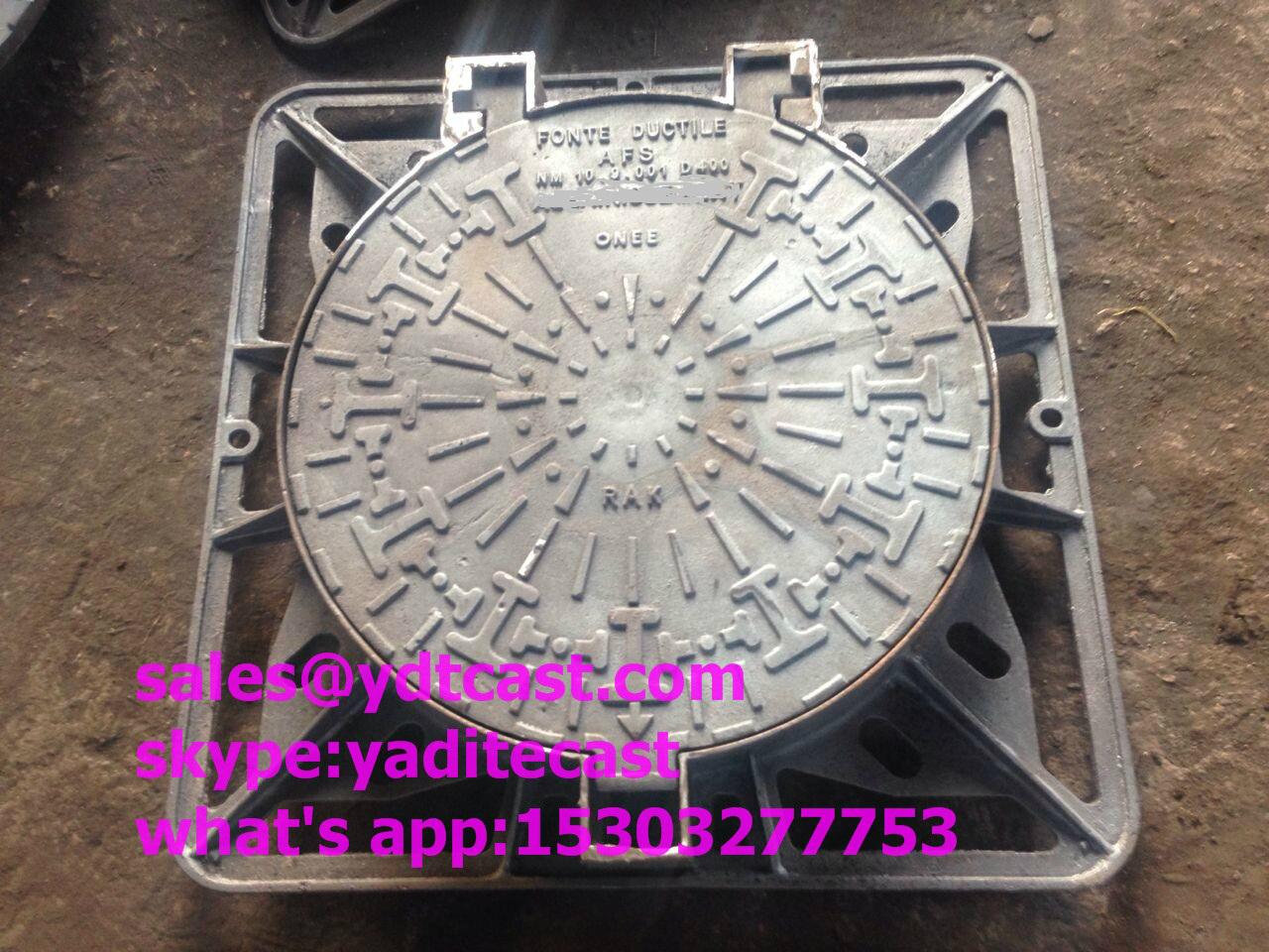 850*850*90mm ductile iron manhole cover en124 with frame d400 5