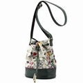 Silk Print Leather Bucket Bag