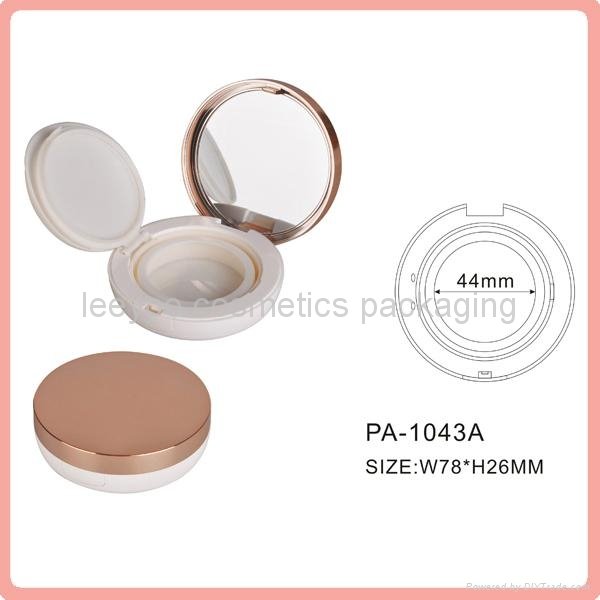 matte gold empty BB cushion powder case with mirror plastic compact powde