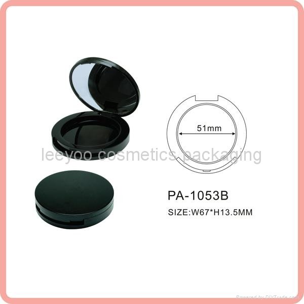 shiny black blush container empty compact powder case with mirror