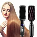 Anti Scald Black LED Hair Straightener Brush With Dual Voltage