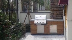 田園青城整體碳化木戶外燒烤台