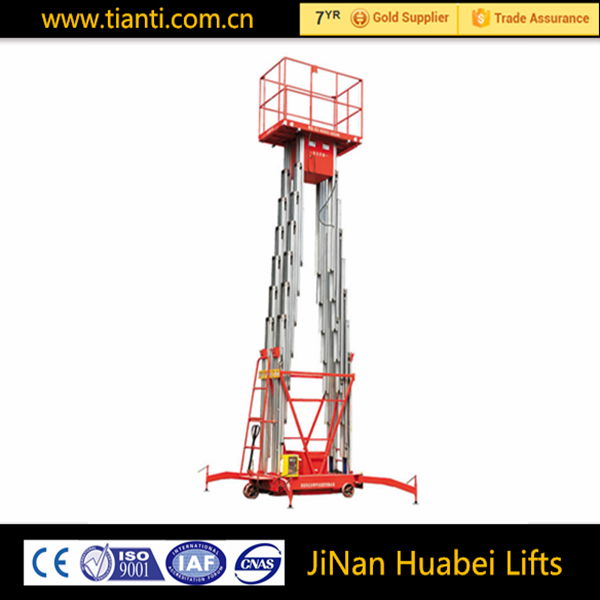 Aluminum alloy double mast hydraulic vertical lift platform 