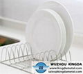 Stainless steel dish drainer in sink 1