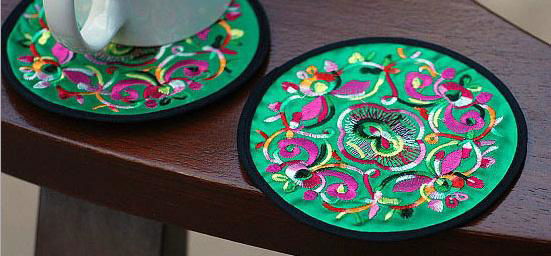 Chinese Miao embroidery fabric coaster ethnic style cup mat home decoration 2