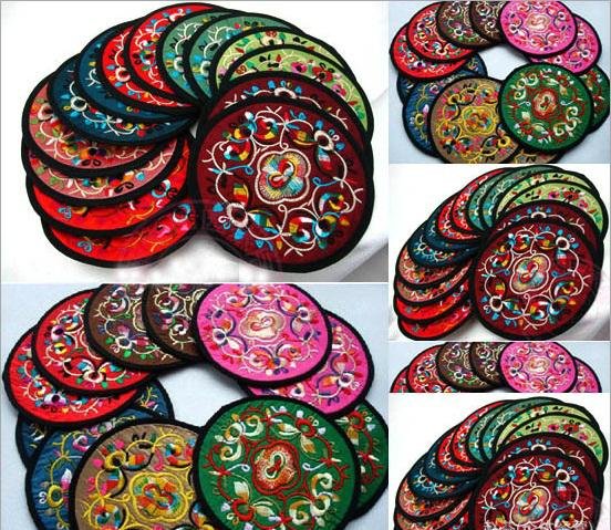 Chinese Miao embroidery fabric coaster ethnic style cup mat home decoration 4