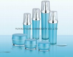 high quality elegant luxury drum shape acrylic jar and bottle for cosmetic packa