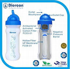 Diercon portable water filtered bottle with uf membrane filter drinking bottle