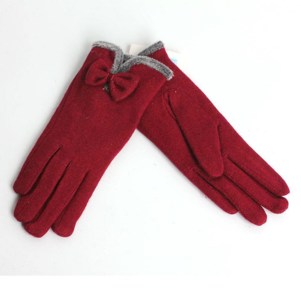 Lovely Woolen Bowknot Design Girls Cute Wool Gloves 5