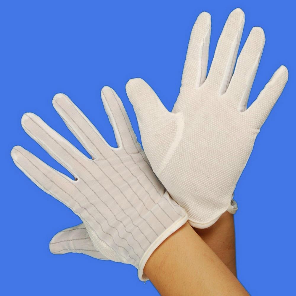 Carbon Esd Cleanroom Palm PVC Dotted Non-Slip Gloves 4