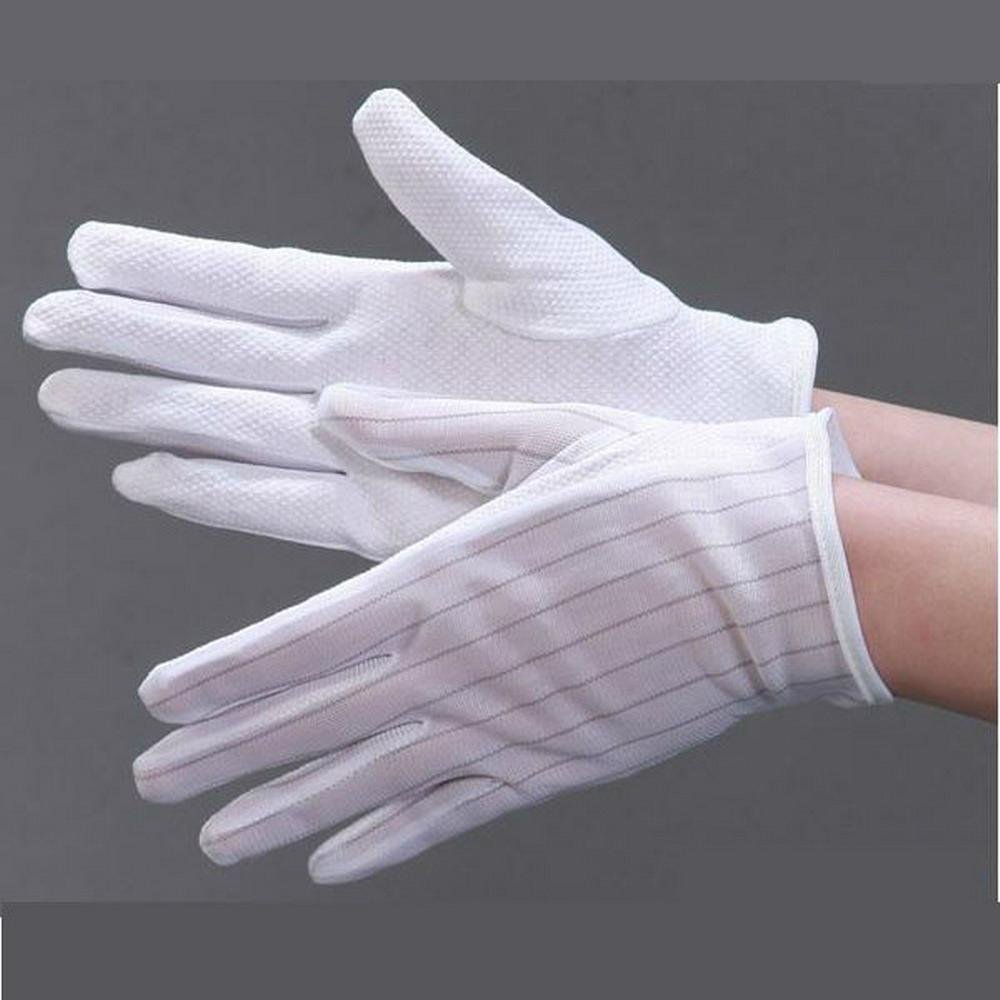 Carbon Esd Cleanroom Palm PVC Dotted Non-Slip Gloves 5