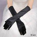 Luxury Ivory Satin Elbow Length Wedding Gloves 1