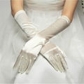 Luxury Ivory Satin Elbow Length Wedding Gloves 3