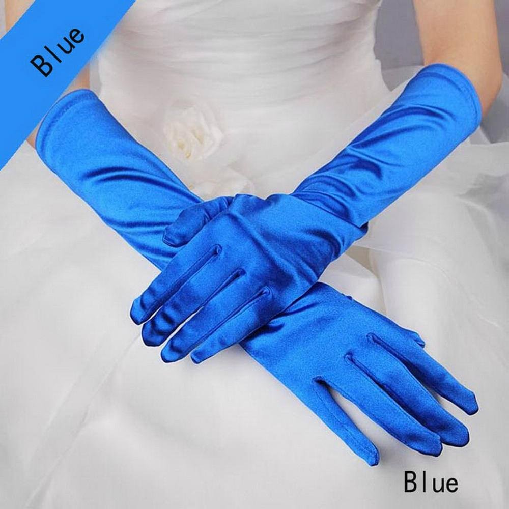 Luxury Ivory Satin Elbow Length Wedding Gloves 4