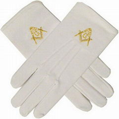 High Quality Cotton Ceremony Gloves With Masonic Logo