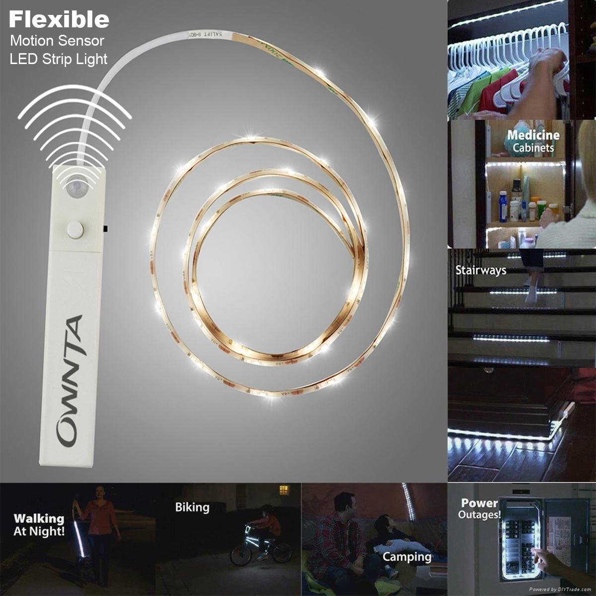 New Flexible Smart Human PIR Sensor LED Strip Light 30 LEDs 1M Night Light Strip 5