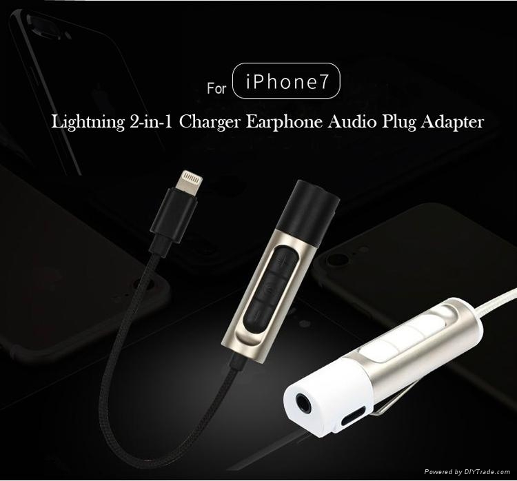 Lightning 2in1 Charge Earphone Audio Plug Adapter for iPhone 7