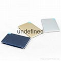 Customized Logo ultra slim credit card 3000 mah power bank build in cable