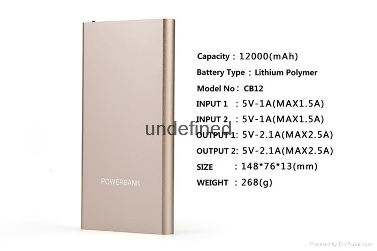 Newest 12000mAh Slim Power Bank With Dual INPUT&Dual OUTPUT 3