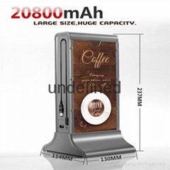 Fashionable coffee power bank 20800mah/41600mAh double-sides advertising for Caf