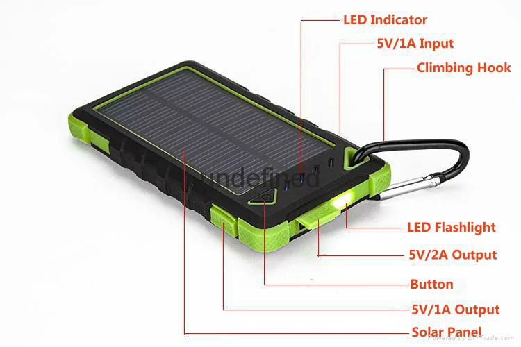 High Capacity 8000mAh Solar Power Bank waterproof power bank 4